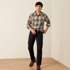 Ariat Men's Retro Waffle Button Down Fitted Shirt | Oyster Grey Plaid