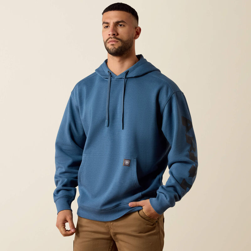 Ariat Men's Rebar Lightweight Logo Hoodie | Blue Heather