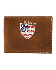 Ariat Men's American Flag Embroidered Leather Bifold Wallet