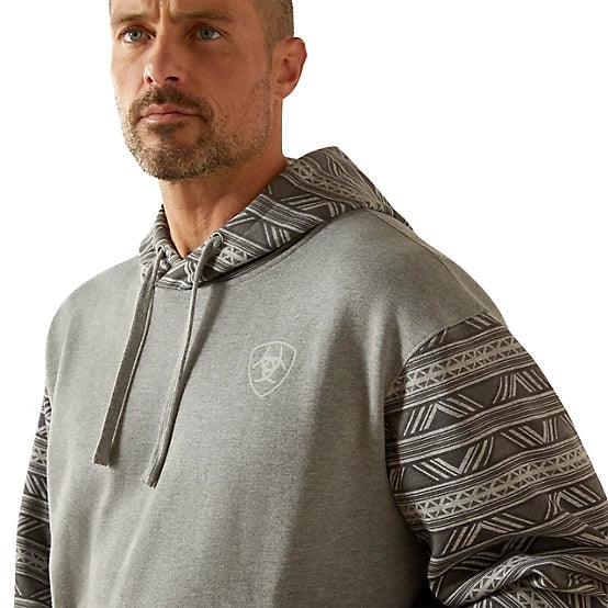 Ariat Men's Grey Southwestern Color Block Hoodie