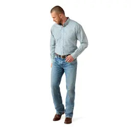 Ariat Men's Wrinkle Free Antonio Angel Blue Classic Fit Shirt