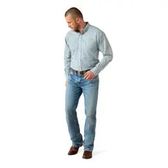 Ariat Men's Wrinkle Free Antonio Angel Blue Classic Fit Shirt