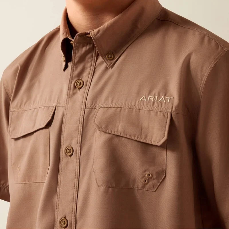 Ariat Boy's Khaki Printed VentTEK Outbound Classic Fit Shirt