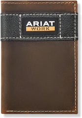 Ariat Men's Trifold Patch Leather Brown Wallet