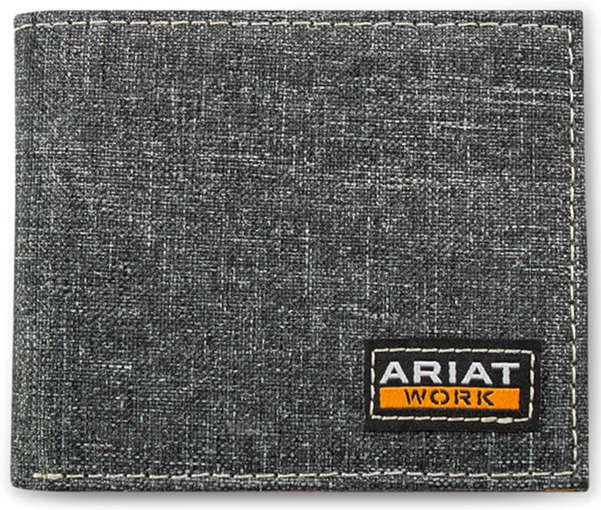 Ariat Men's Work Bifold Stacked Woven Patch Grey Wallet