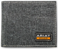 Ariat Men's Work Bifold Stacked Woven Patch Grey Wallet