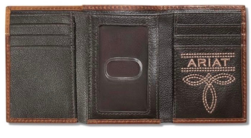 Ariat Men's Crazy Horse Boot Stitch Trifold Wallet