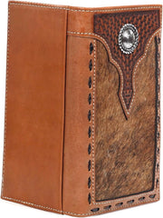 Ariat Men's Rodeo Basket Weave Calf Hair Brown Wallet