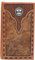 Ariat Men's Rodeo Basket Weave Calf Hair Brown Wallet