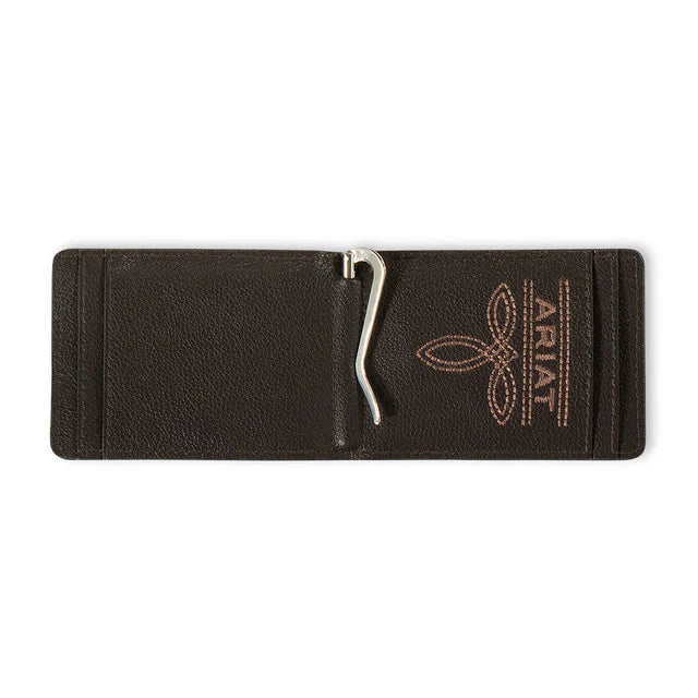 Ariat Men's Tan Suede Bifold Money Clip Wallet