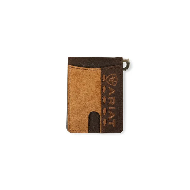 Ariat Men's Tan Suede Bifold Money Clip Wallet