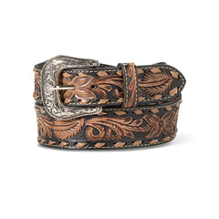 Ariat 1 7/8 Tapered to 1 1/2 Hand Tooled Floral- Black Brown