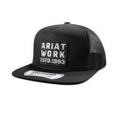 Ariat Men's 7 Panel Patch Black Snap Back Cap