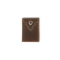 Ariat Overlay Shield Brown Rowdy Trifold Wallet