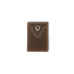 Ariat Overlay Shield Brown Rowdy Trifold Wallet