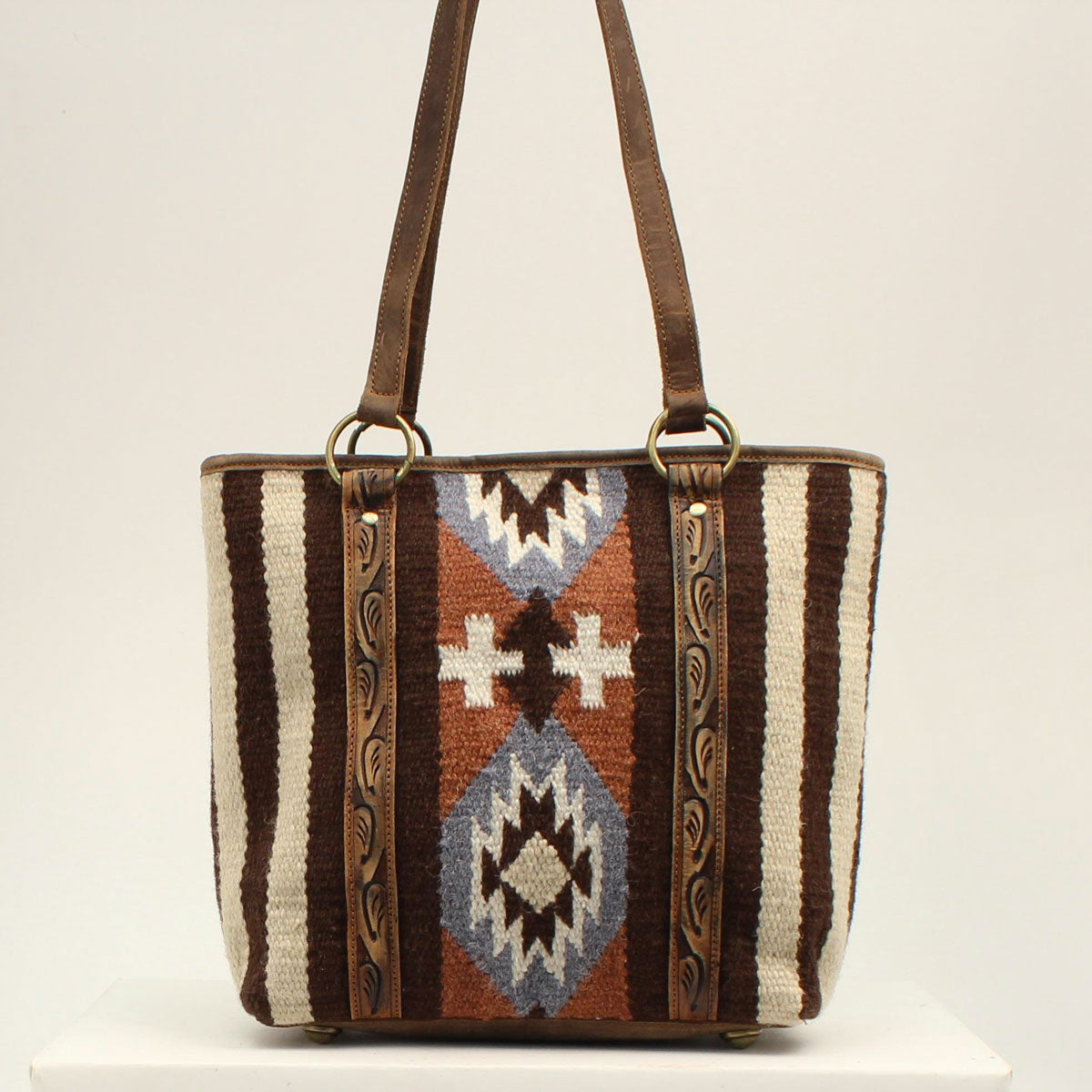 Ariat Wool Blanket Tooled Brown Tote