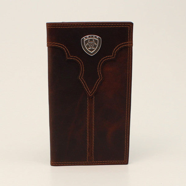 Ariat Men's Center Bump Shield Brown Rodeo Wallet