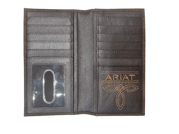 Ariat Men's Center Bump Shield Brown Rodeo Wallet