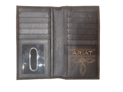 Ariat Men's Center Bump Shield Brown Rodeo Wallet