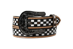 Angel Ranch Women's Black & White Checker Belt