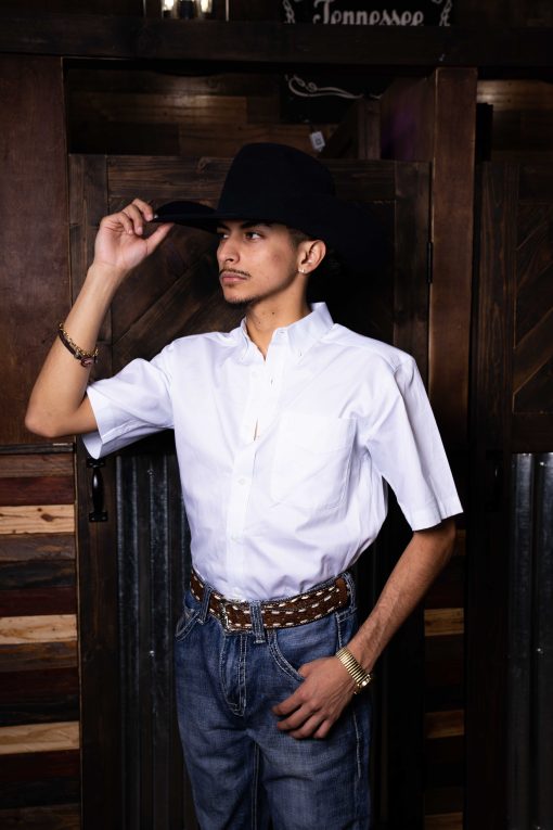 Ariat Men's Lightweight White Solid Twill Short Sleeve Shirt