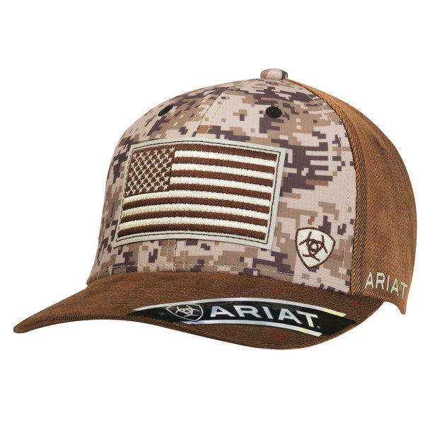 Ariat Digital Brown Camo USA Flag Hat