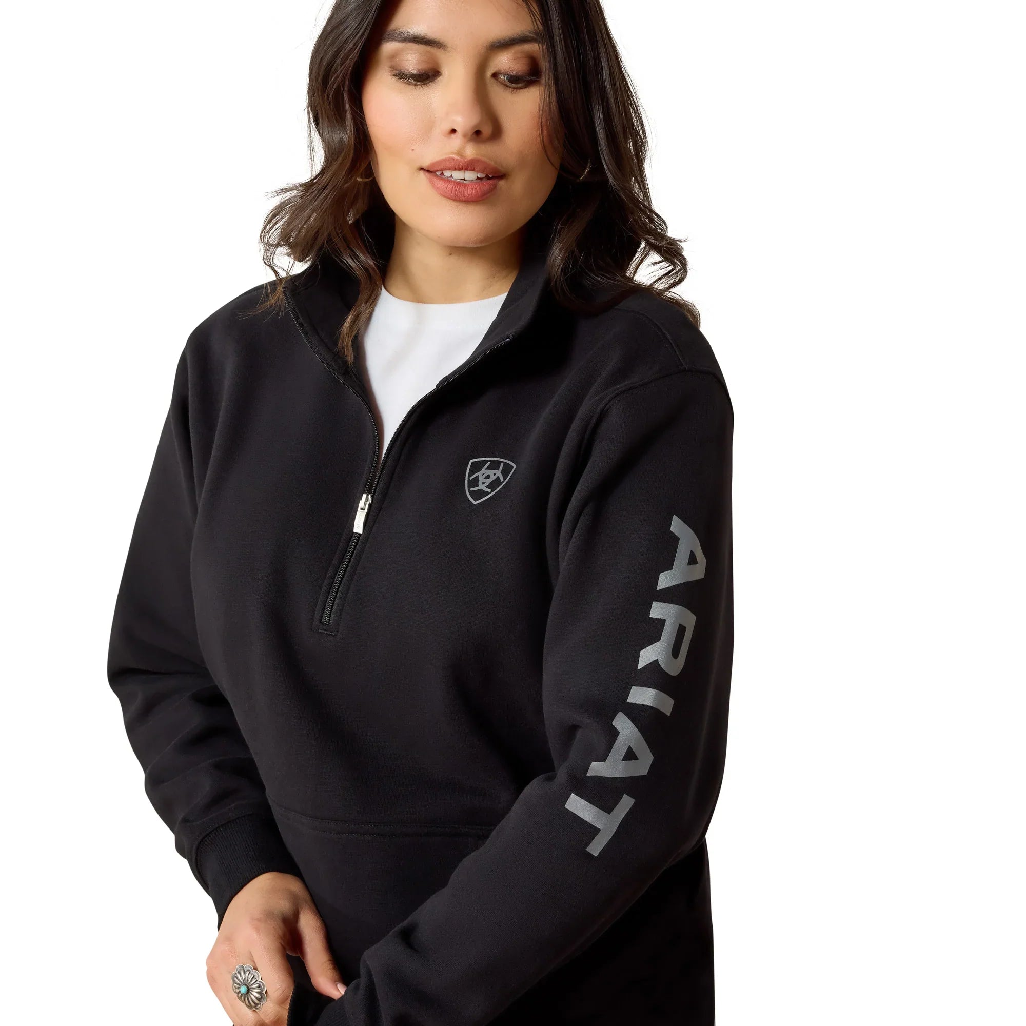 Ariat Women's Foundation Logo 1/2 Zip Pullover | Black