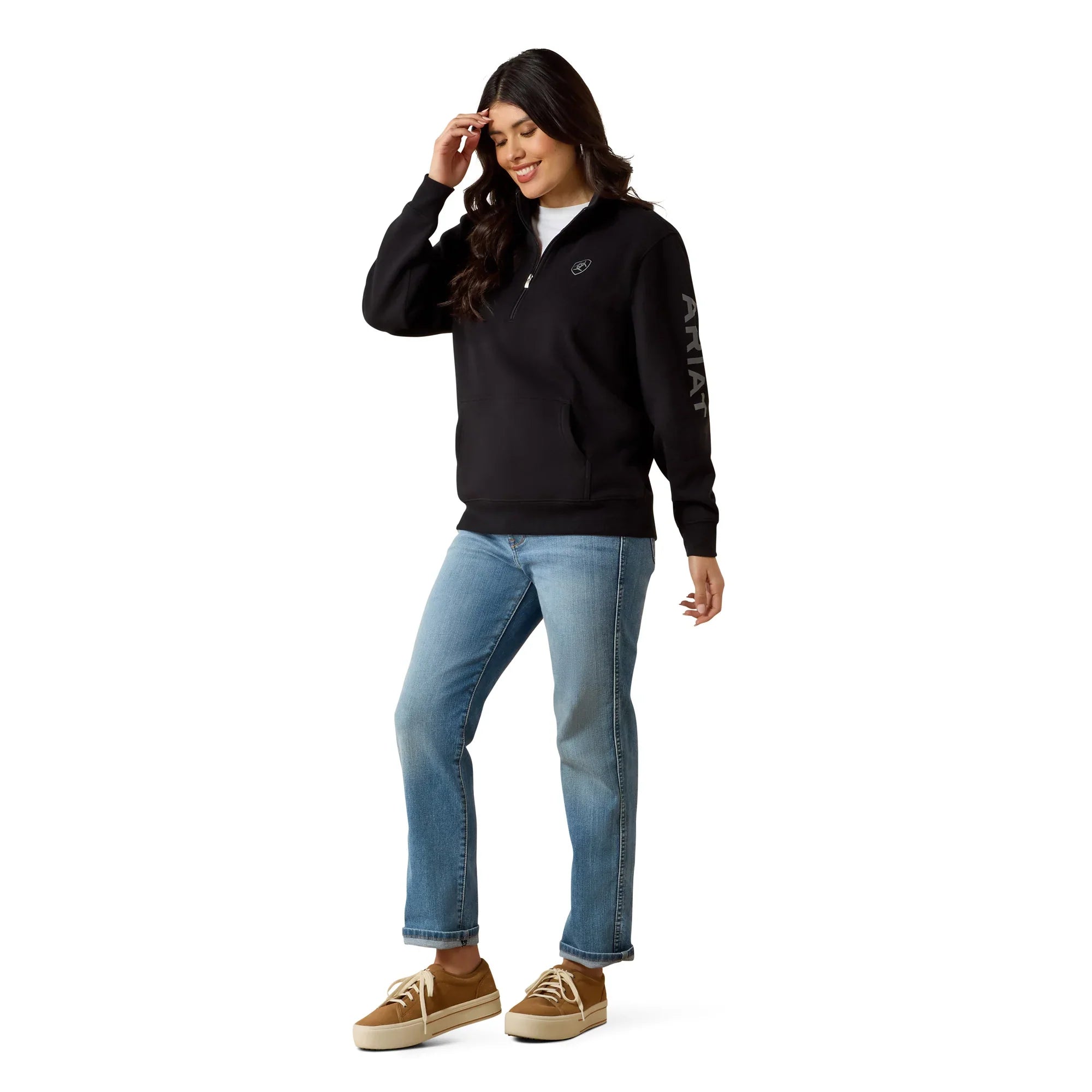 Ariat Women's Foundation Logo 1/2 Zip Pullover | Black