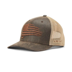 Ariat Brown Embroidered Flag Oil Skin Hat