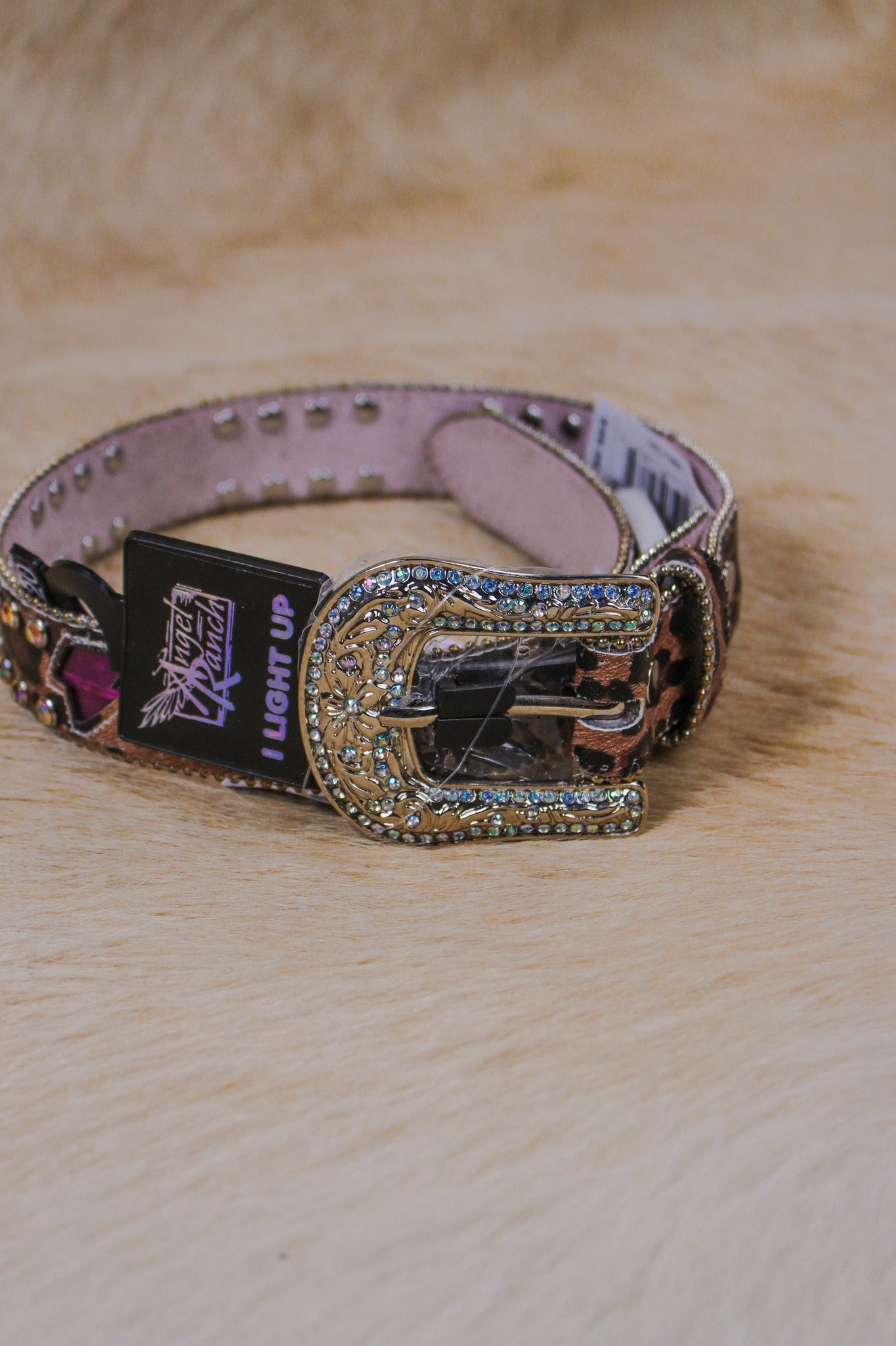 Angel Ranch Girls 1 1/4'' Lightning bolt Leopard Belt