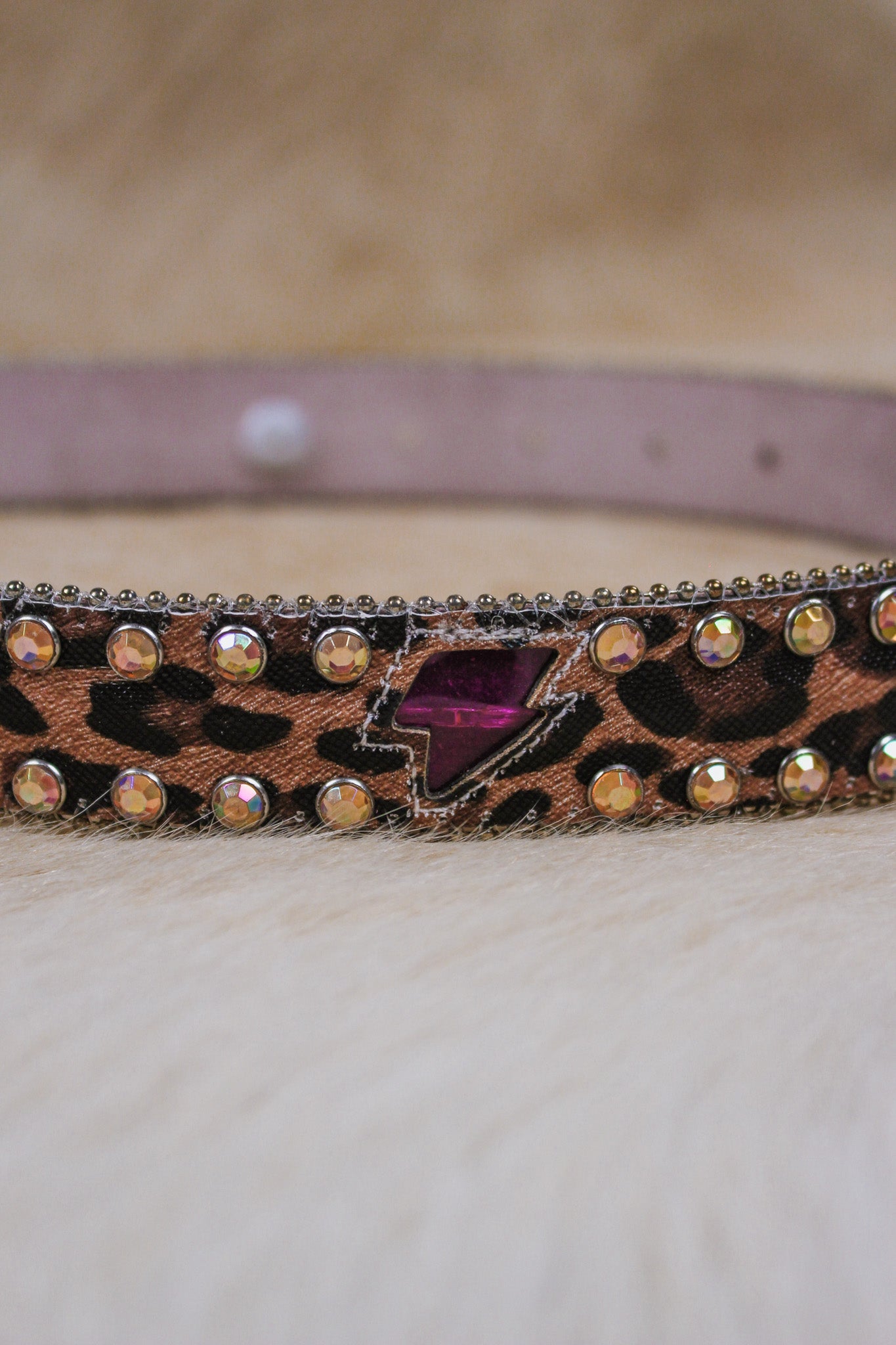 Angel Ranch Girls 1 1/4'' Lightning bolt Leopard Belt