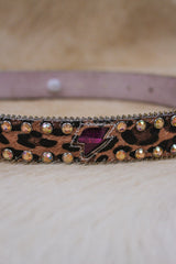 Angel Ranch Girls 1 1/4'' Lightning bolt Leopard Belt