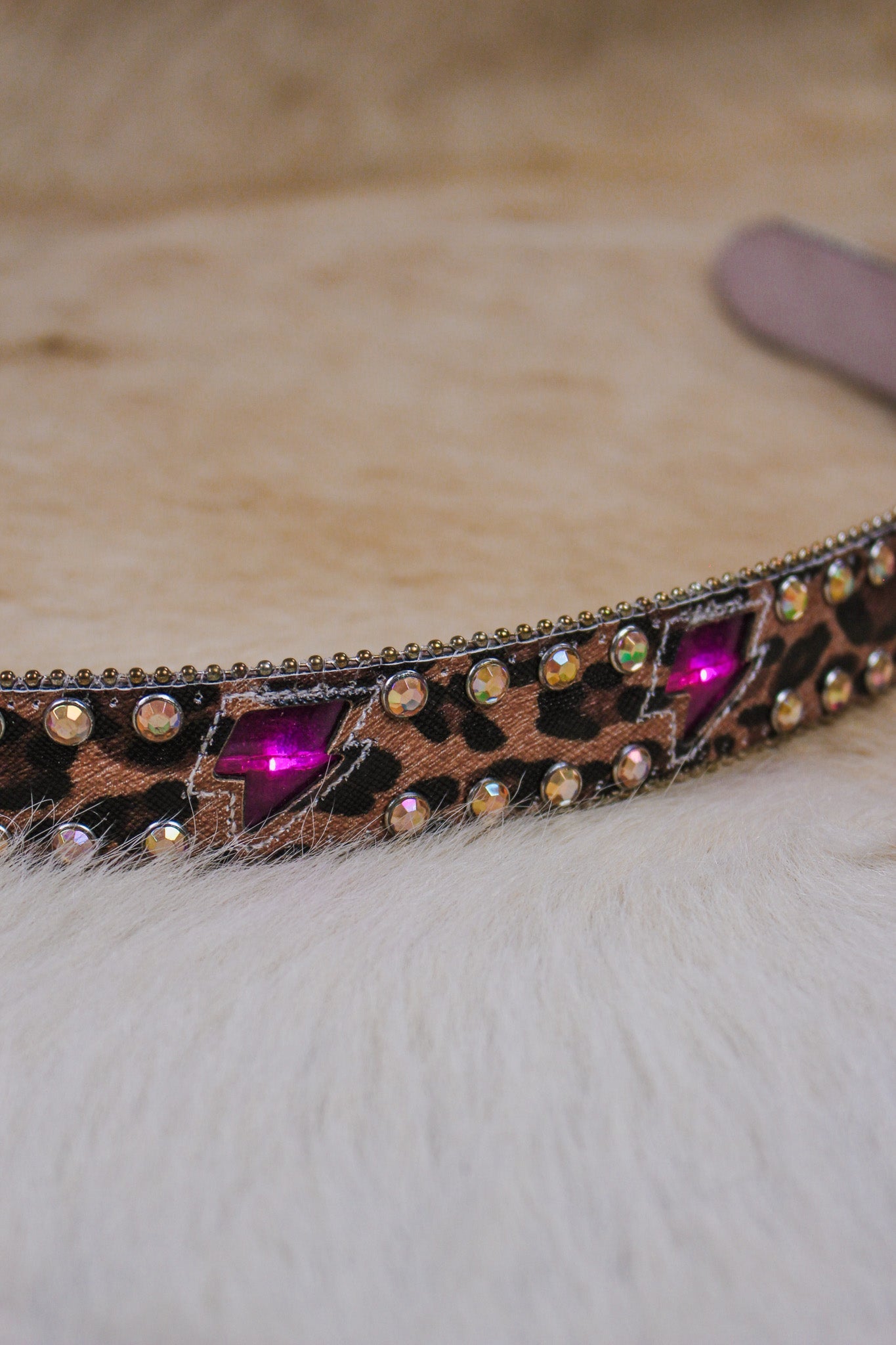 Angel Ranch Girls 1 1/4'' Lightning bolt Leopard Belt