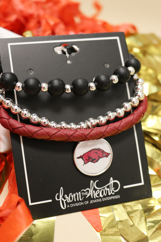 Arkansas Razorbacks Secondary Harvey Zoey Bracelet Stack