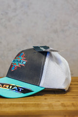 Ariat Womens Grey Turquoise Aztec Hat