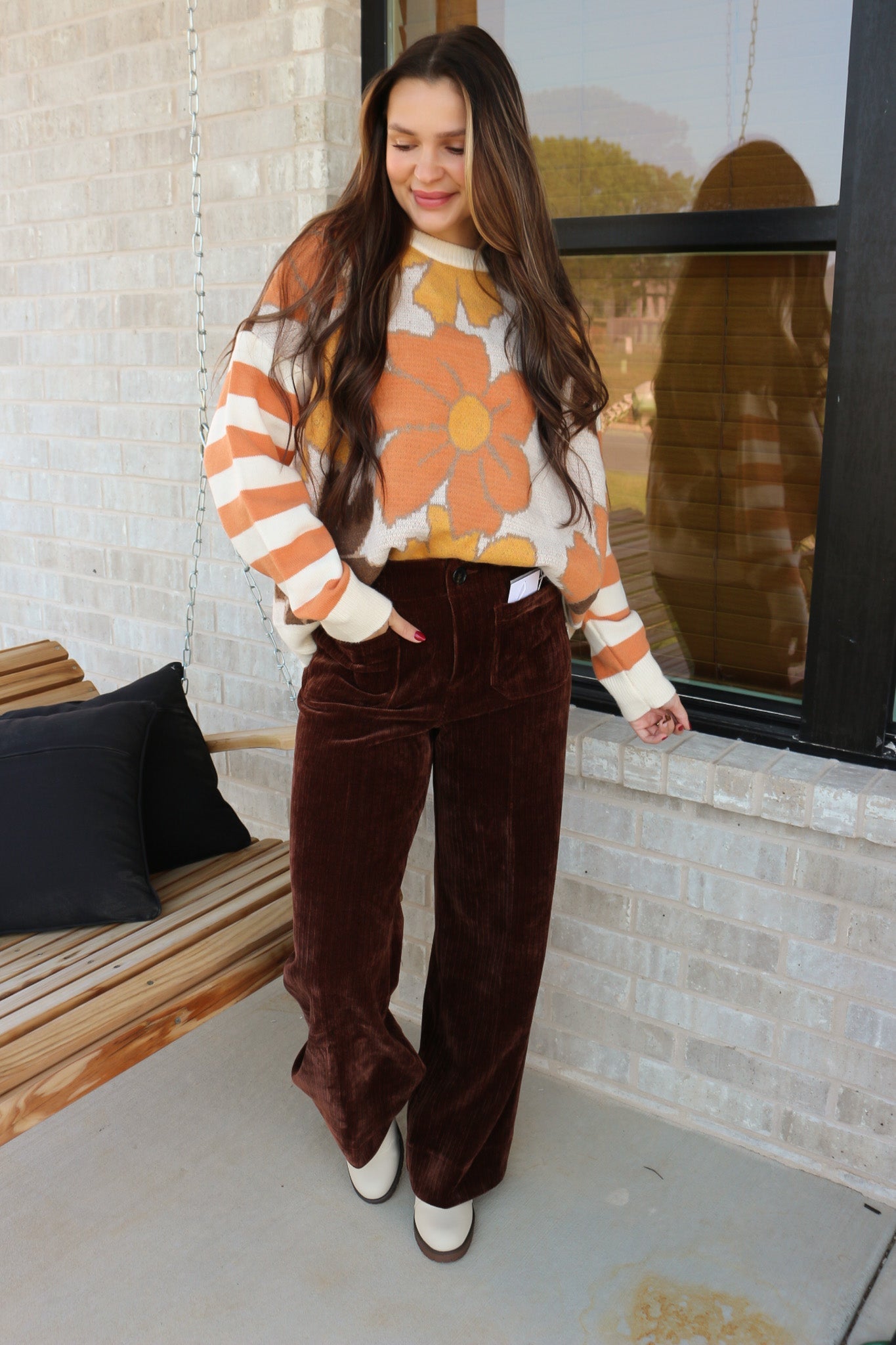 Audrey Cappuccino Wide Leg Corduroy Pants By Dear John