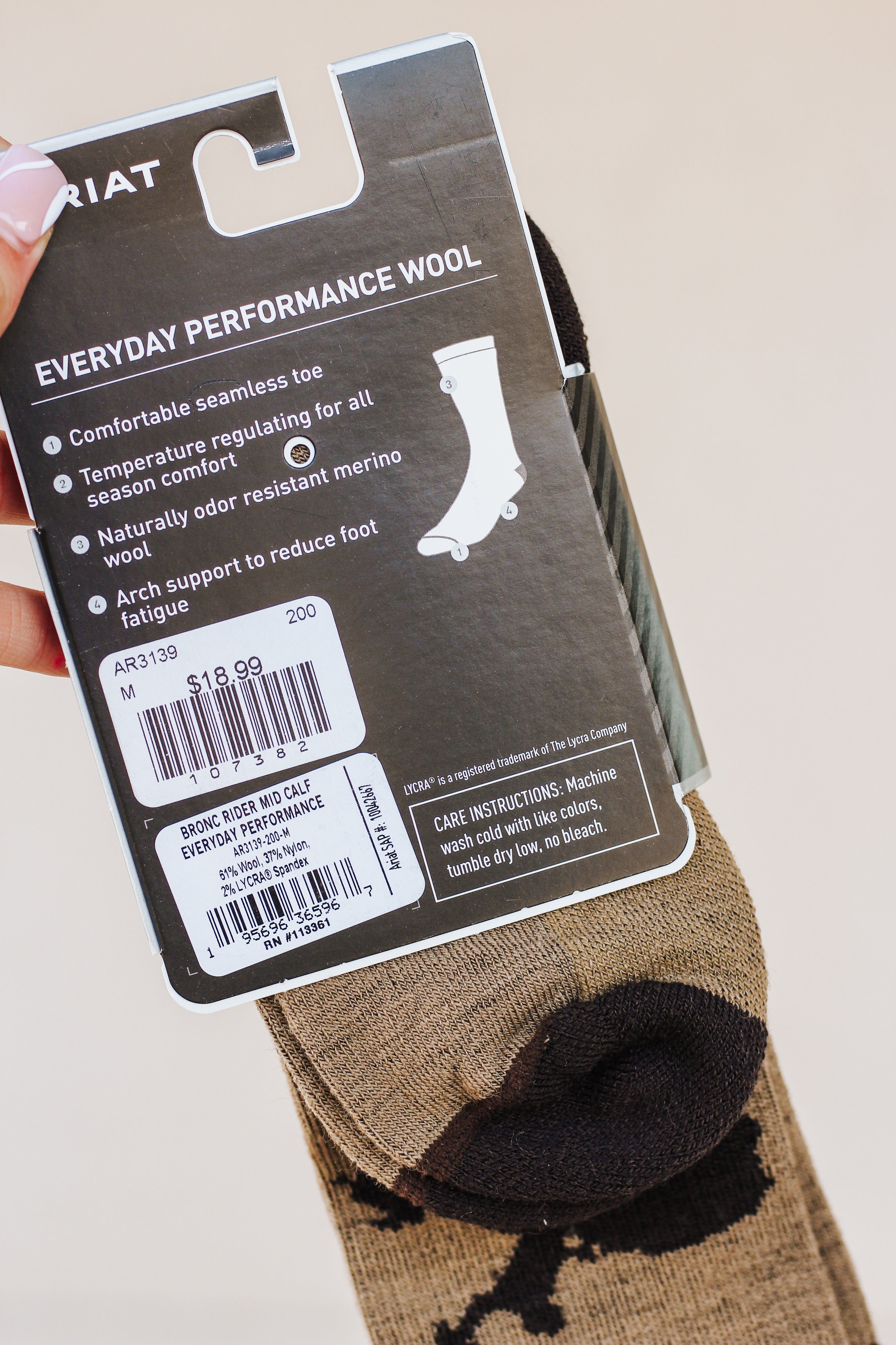 Ariat Tek Wool Brown Socks