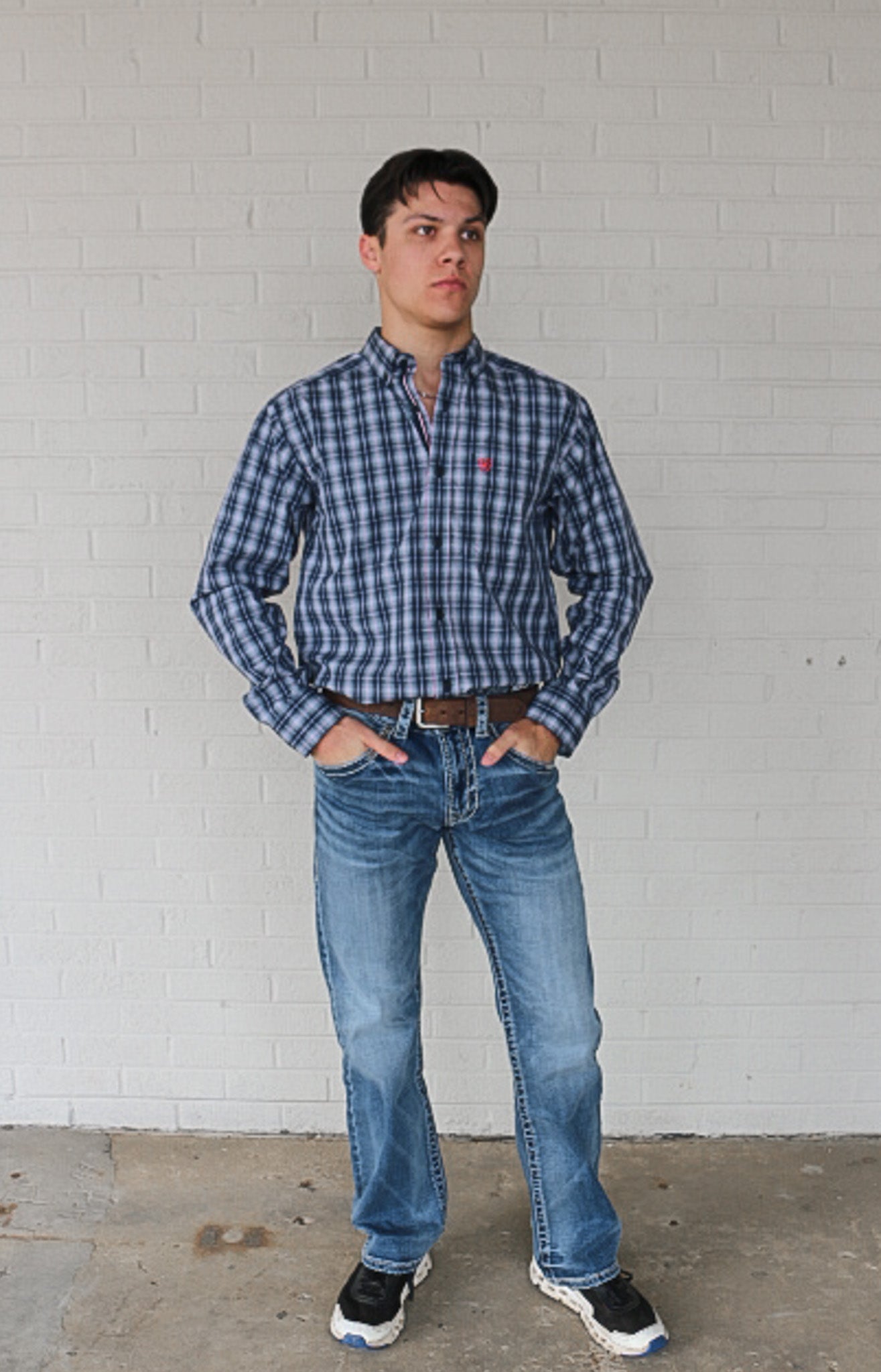 Ariat Men's Pro Navy Colston Button Down Shirt