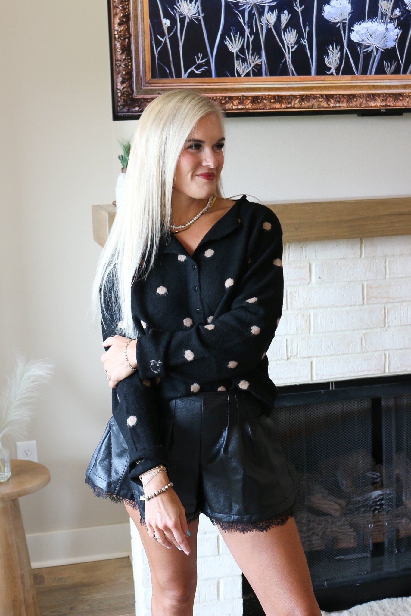 At A Glance Black Polka Dot Sweater