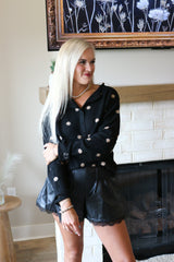 At A Glance Black Polka Dot Sweater