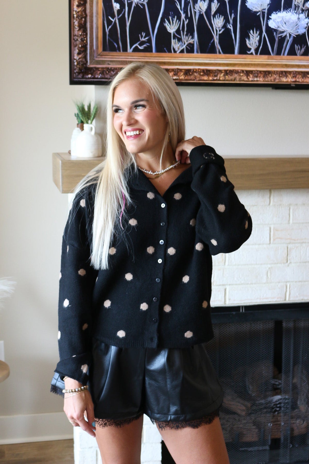 At A Glance Black Polka Dot Sweater