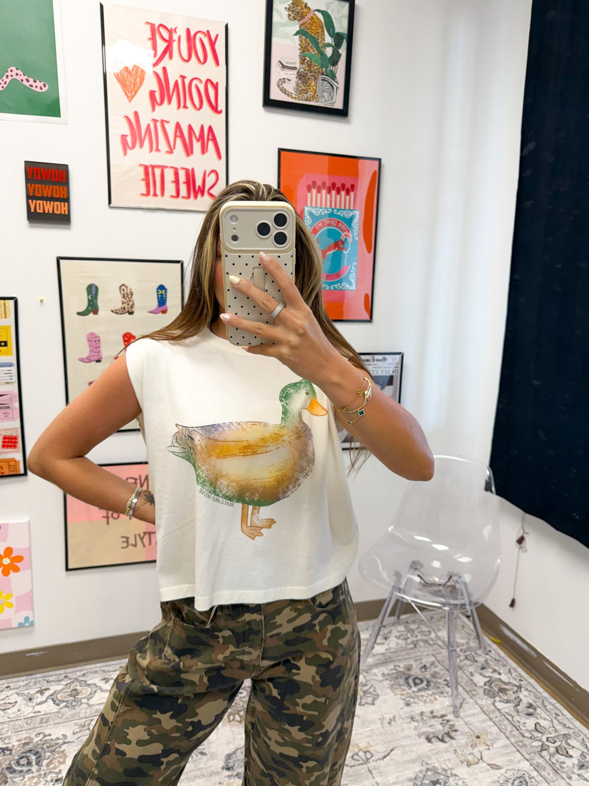 Another Mallard Muse Ivory Graphic Sleeveless Tee