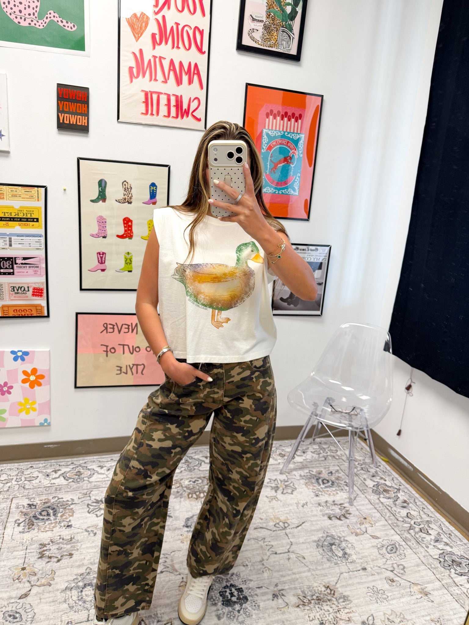 Another Mallard Muse Ivory Graphic Sleeveless Tee