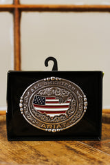 Ariat Men's Oval All American Silver Belt Buckle