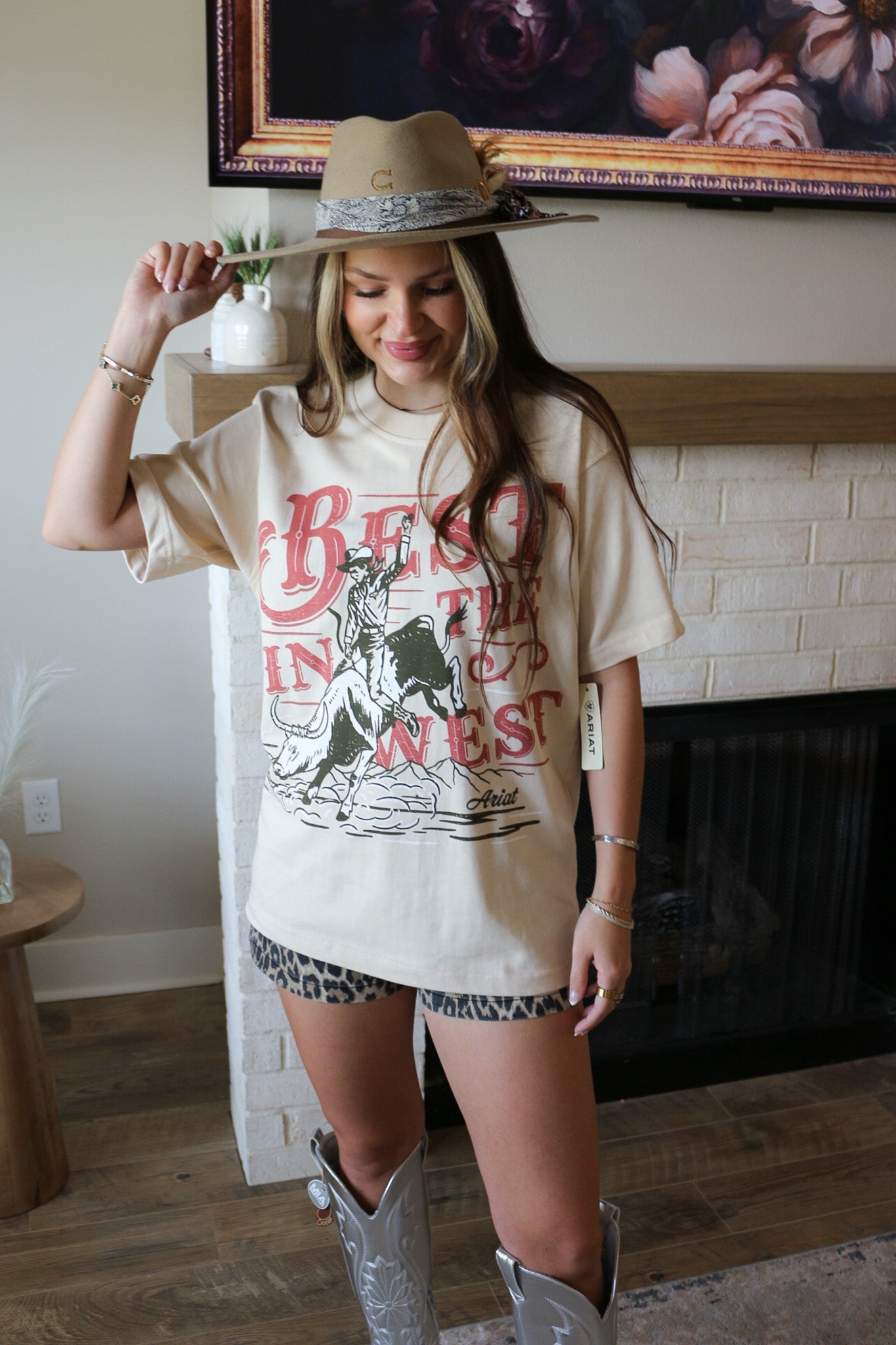Ariat Women's French Oak Bull Rider Arched Tee