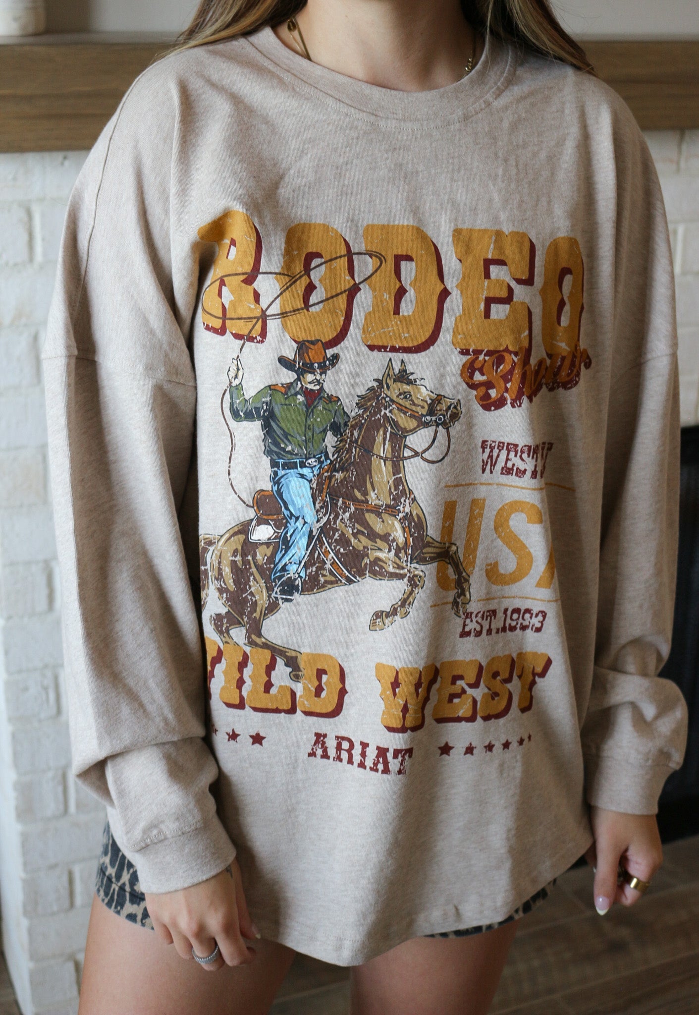 Ariat Women's Canvas Oversized Long Sleeve Tee | Oatmeal Heather