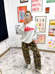 Arkansas Pennant Flag Grey Sweatshirt