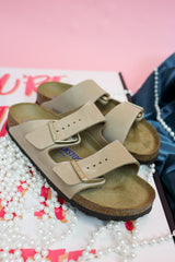 Arizona Soft Footbed Nubuck Leather - Sandcastle Birkenstock Sandal - NARROW FIT