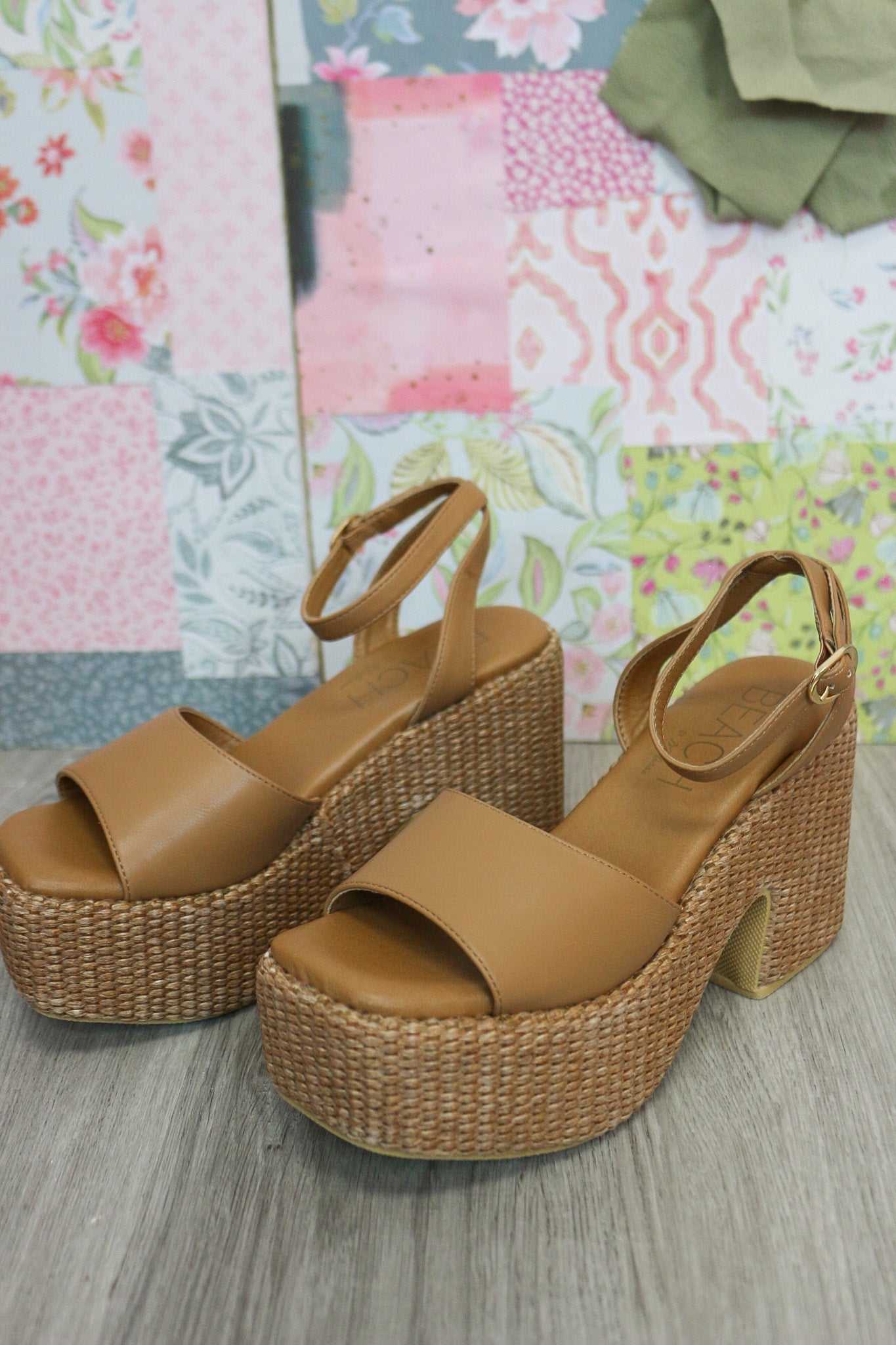 Arden Cognac Block Heels