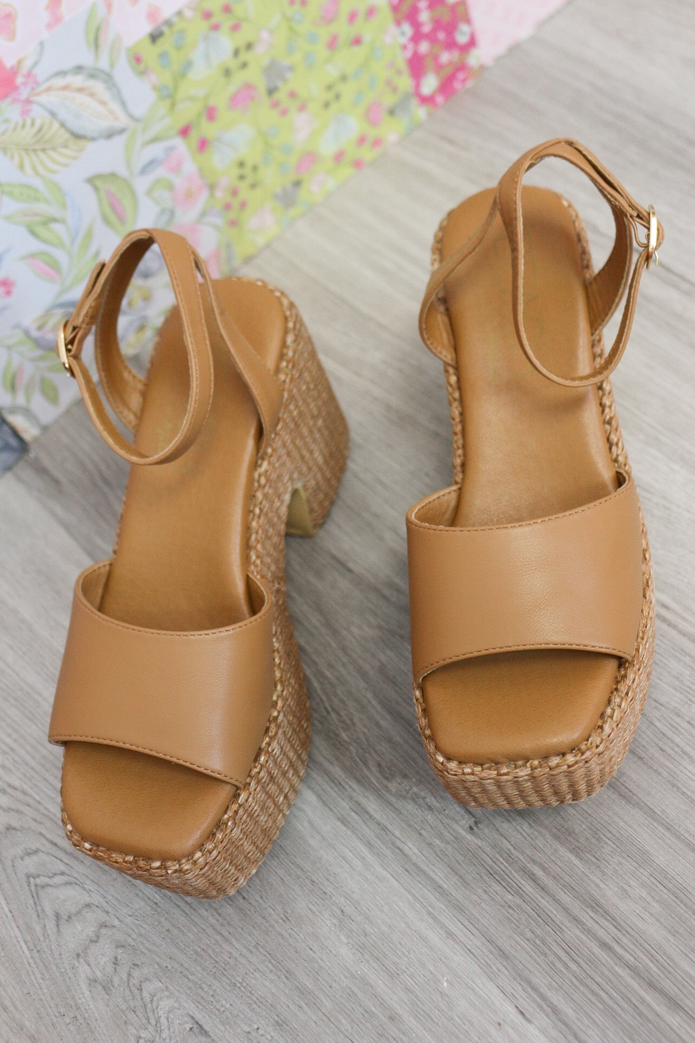 Arden Cognac Block Heels